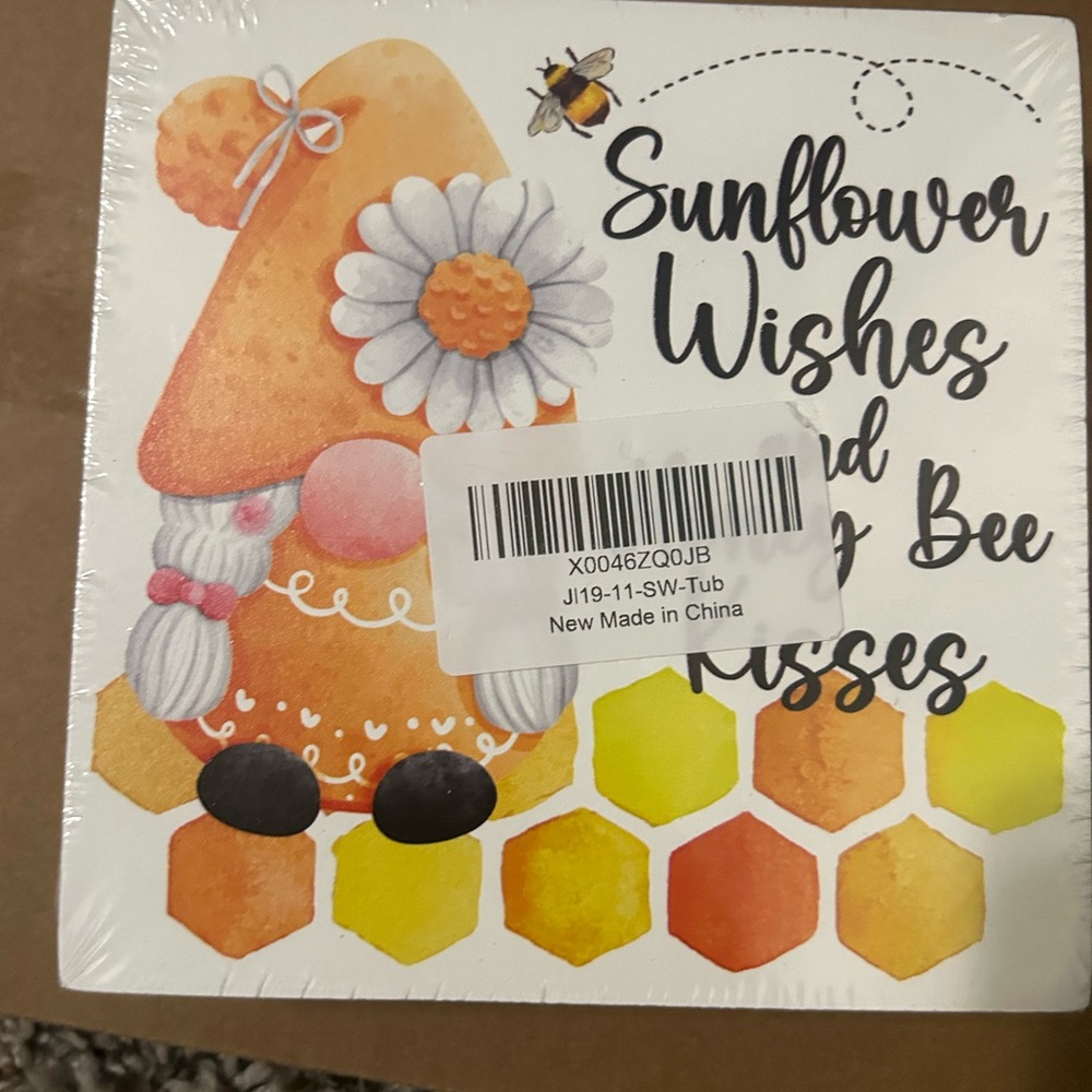 Sunflower Wishes and Bee Kisses 💋 wooden plaque decor